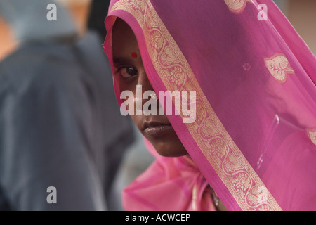 Woman behind a veil Delhi India Stock Photo