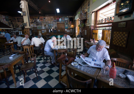 An everyday scene in a classic bar in Buenos Aires Argentina with billiards chess Stock Photo