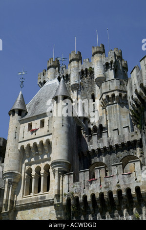 Outer battlements at Butron Castle a 13th century medieval castle in the Basque countryside near Gatika, Spain Stock Photo