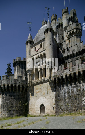 Outer battlements at Butron Castle a 13th century medieval castle in the Basque countryside near Gatika, Spain Stock Photo