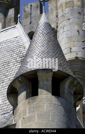 Outer battlements at Butron Castle a 13th century medieval castle in the Basque countryside near Gatika, Spain Stock Photo