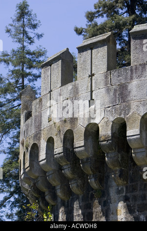 Outer battlements at Butron Castle a 13th century medieval castle in the Basque countryside near Gatika, Spain Stock Photo