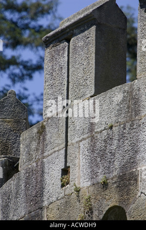 Outer battlements at Butron Castle a 13th century medieval castle in the Basque countryside near Gatika, Spain Stock Photo