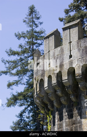 Outer battlements at Butron Castle a 13th century medieval castle in the Basque countryside near Gatika, Spain Stock Photo