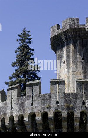 Outer battlements of Butron Castle a restored 13th century medieval castle in the Basque countryside near Gatika Pais Vasco. Stock Photo