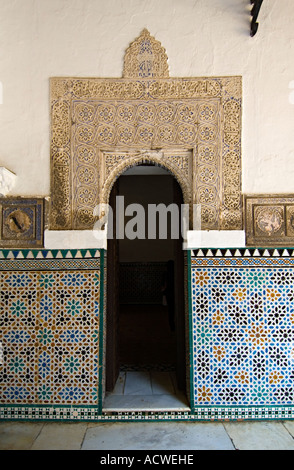 A typical Moorish doorway In the Real Alcazar palace, Seville, Andalusia, Andalucia, southern Spain Stock Photo