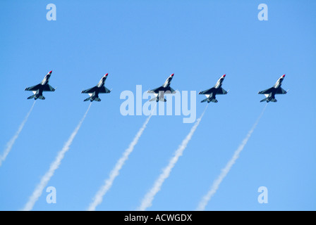 FIGHTER JETS IN FORMATION AT AIR SHOW IN MILWAUKEE, WISCONSIN Stock Photo
