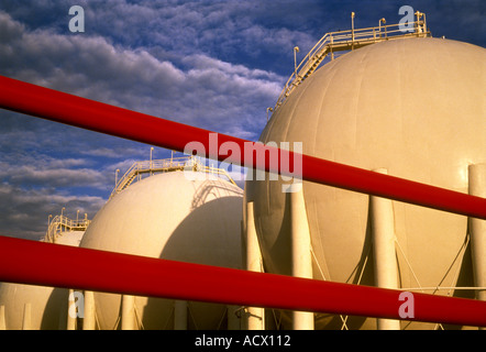 Natural gas storage tanks in Houston Texas Stock Photo