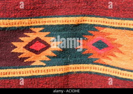Zapotec style rug Teotitlan del Valle village Oaxaca Mexico Stock Photo