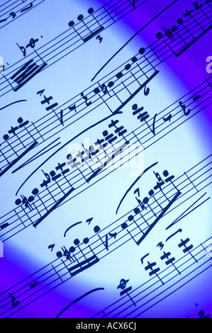 Handwritten sheet of music musical notes notation close up Stock Photo