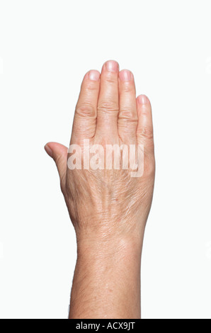 Mature womans hand close up Stock Photo