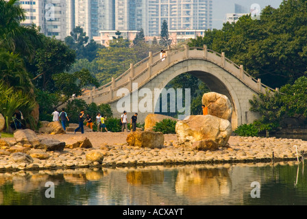 Asia china guandong shenzhen special economic zone SEZ litchi park bridge Stock Photo