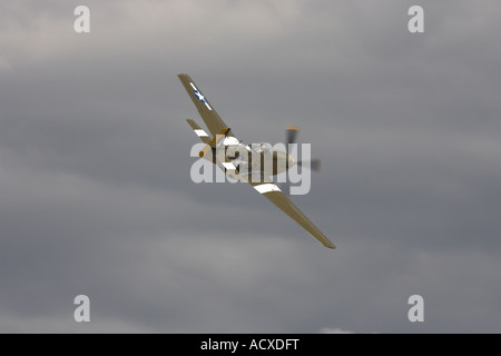 North American P-51D Mustang G-MSTG 414419 LH-F 'Janey'  in flight at Breighton Airfield Stock Photo