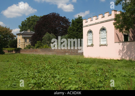 Asgill House, overlooking the River Thames, Old Palace Lane in Richmond Upon Thames Surrey UK Pink building is a  Summer House 2007 HOMER SYKES Stock Photo