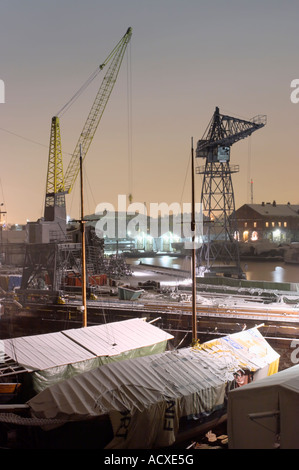 The dry docks in winter at the Suomenlinna sea fortress, Helsinki, Finland Stock Photo