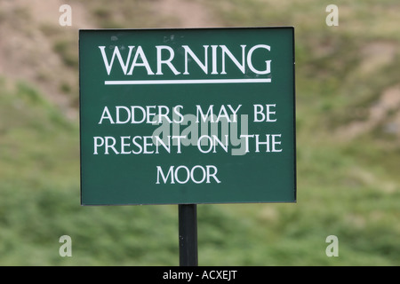 Snake Adder Warning Sign Weardale County Durham UK Stock Photo - Alamy