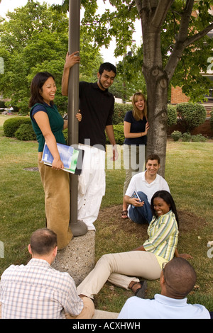 College students relaxing on campus Stock Photo