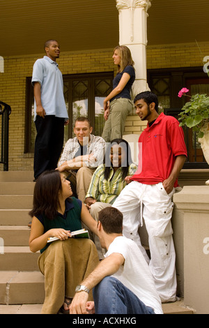 College students on campus Stock Photo