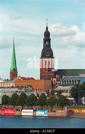 View across the Daugava river to the Doma Cathedral in Riga, Latvia Stock Photo