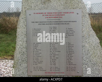 Memorial at the site of Fauld Crater. Stock Photo