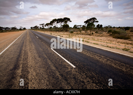 Longest straight stretch of road in Australia National Highway 1 between Belladonia and Caiguna Western Australia WA Stock Photo