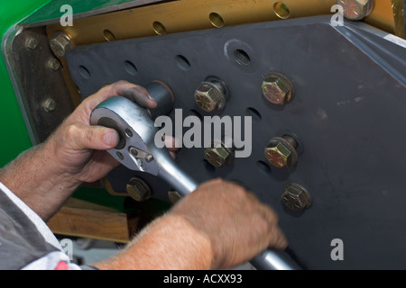 Crew Works on Boat Repair During Gold Cup Hydroplane Races on Detroit Stock Photo - Alamy