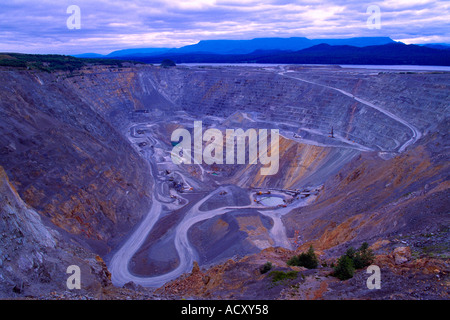 Open Pit Copper Mine, Vancouver Island, BC, British Columbia, Canada - Gold, Silver, Molybdenum Mining Byproducts Stock Photo