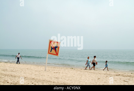 A DOGS FORBIDDEN sign at a beach, Barbate, Spain Stock Photo