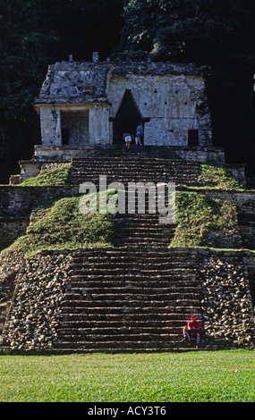 Templo de la Cruz Foliada Palenque Chiapas Mexico Central America Stock Photo