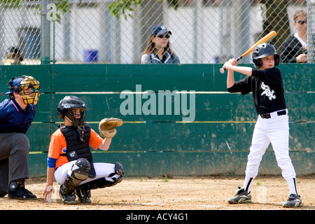 Little League Baseball game in Morgan Hill, California. Stock Photo