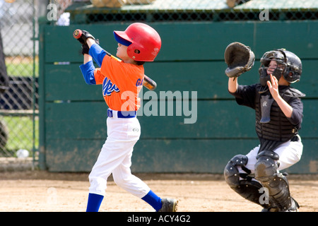 Little League Baseball game in Morgan hill, California. Stock Photo