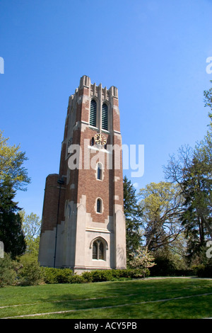 Beaumont Tower on the Michigan State University campus in East Lansing, Michigan. Stock Photo