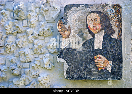 Mosaic of John Wesley preaching at Gwennap Pit Redruth Cornwall UK Stock Photo