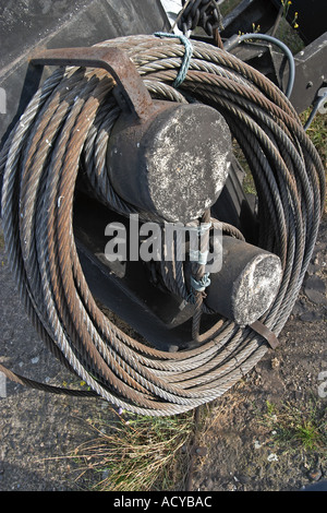 Steel cable roll mooring Stock Photo