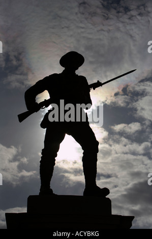 Silhouette of first world war soldier statue war memorial in portstewart county londonderry Stock Photo