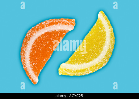 Jelly candies in lemon wedge shape Stock Photo