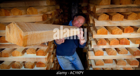 Newbery cricket bat factory in East Sussex. Willow is stacked in the kiln to dry ready for manufacture. Picture by Jim Holden Stock Photo