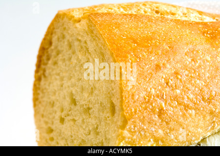 French bread baguette closeup cutout on white background Stock Photo