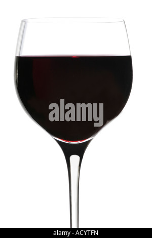 Side view of a glass of deep red wine against a white background Stock Photo