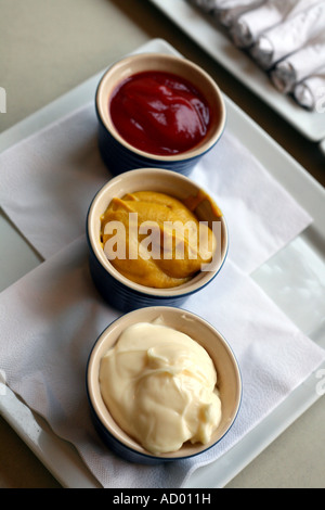 Sauces on table at buffet in London restaurant Stock Photo