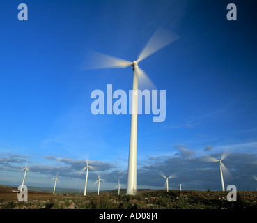 wind generating windmills/turbines in motion/rotation, Stock Photo