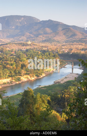 View Of Nam Kham River From Wat Phu Si With Wat Pa Phom In Background ...