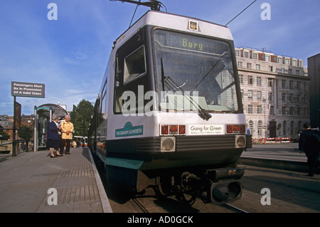 Manchester Metrolink tram, St Peter's Square, England, UK Stock Photo