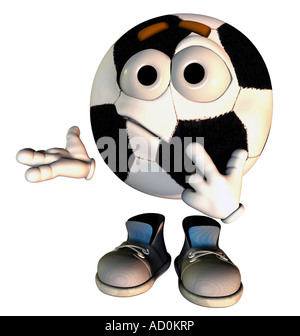 Football with face and emotions in cartoon style as symbol symbol for soccer players soccer fans and scores