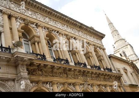 England Bristol Corn Street Victorian building and spire of Saint Ewen and St Georges church Stock Photo