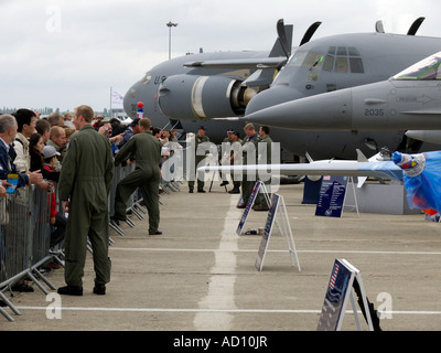 Le Bourget US Air Force personell talking to public Stock Photo