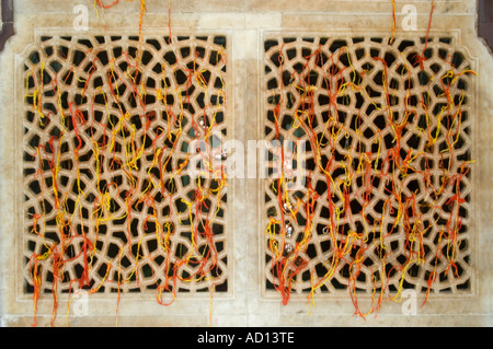 Horizontal close up of a marble screen inside the Tomb of Shaikh Salim Chisti at the Jama Masjid mosque Stock Photo