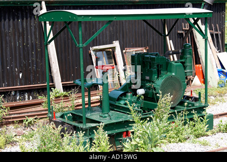 Industrial narrow gauge railway demonstration track at Twyford Waterworks near Winchester, Hampshire, England. Stock Photo