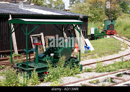 Industrial narrow gauge railway demonstration track at Twyford Waterworks near Winchester, Hampshire, England. Stock Photo