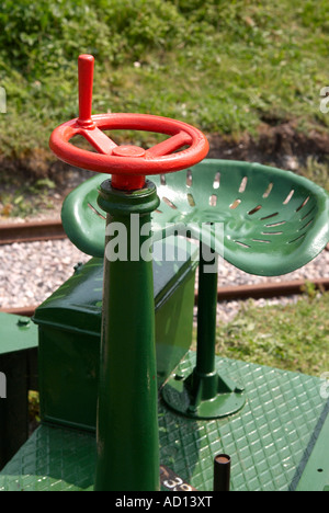 Industrial narrow gauge railway demonstration track at Twyford Waterworks Winchester, Hampshire, England - Lister tractor 3916 Stock Photo